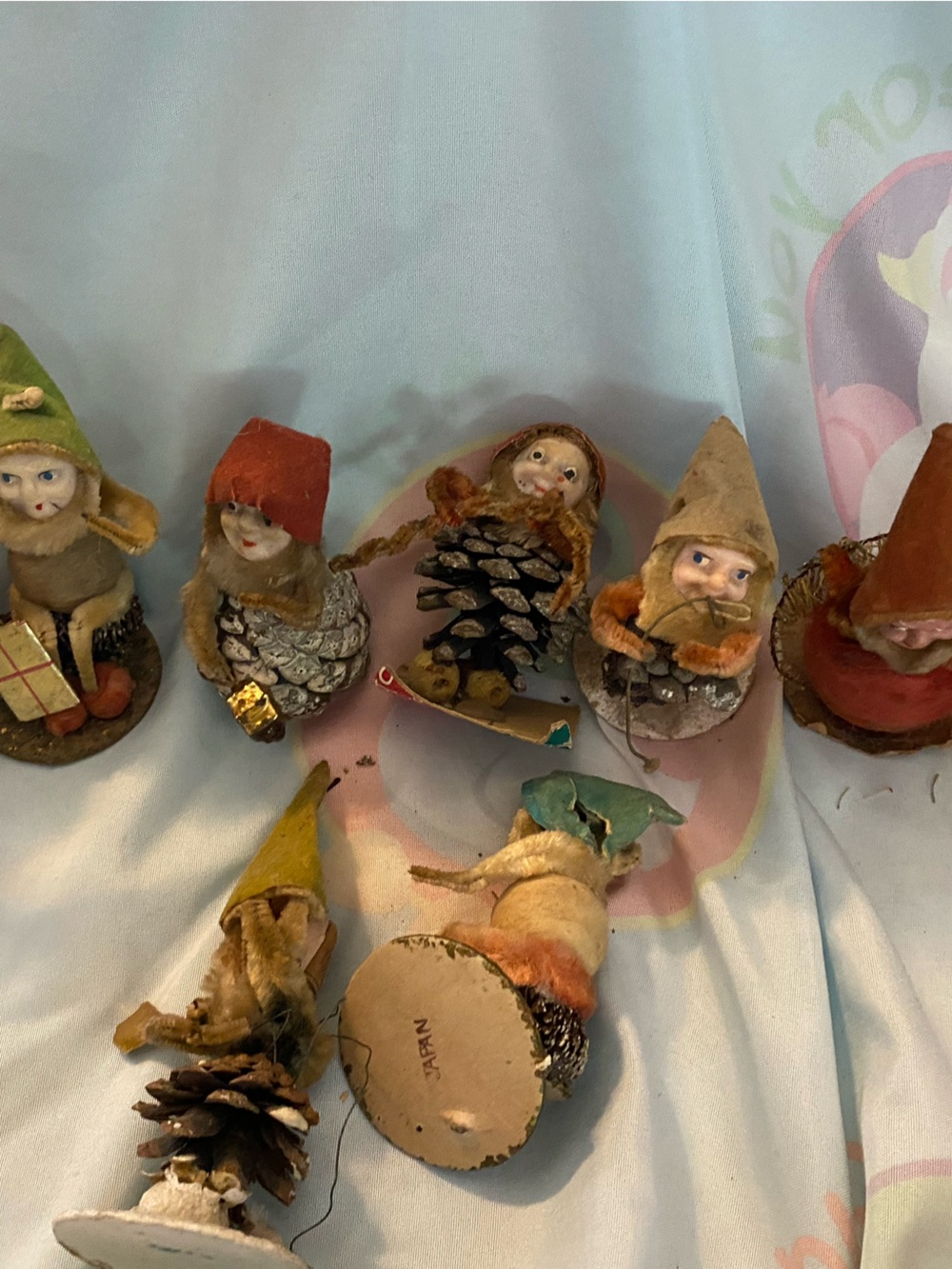 Group of 5 antique christmas elves/ gnomes
